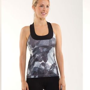 Lululemon Scoop Neck Tank Black / White Coal Tinted Canvas Super